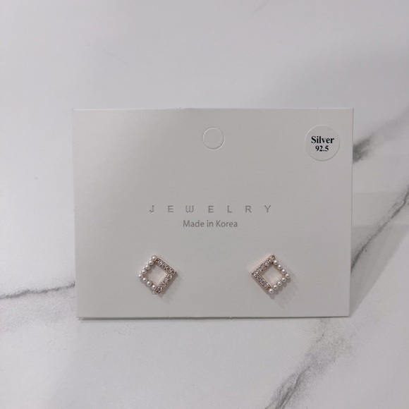 Rose Gold Diamonds Earrings-Sterling Silver - Picture 3 of 3